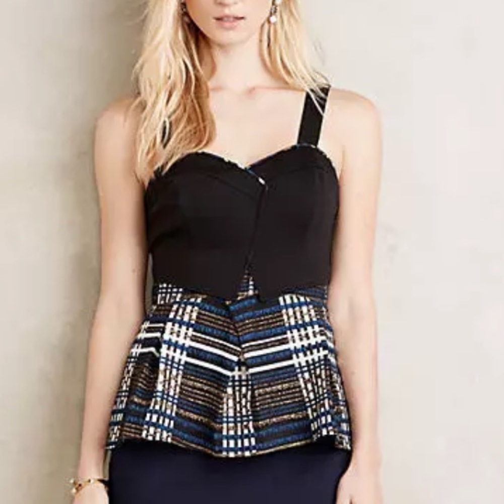 Anthropologie Deletta Peplum Plaid Top nathalie